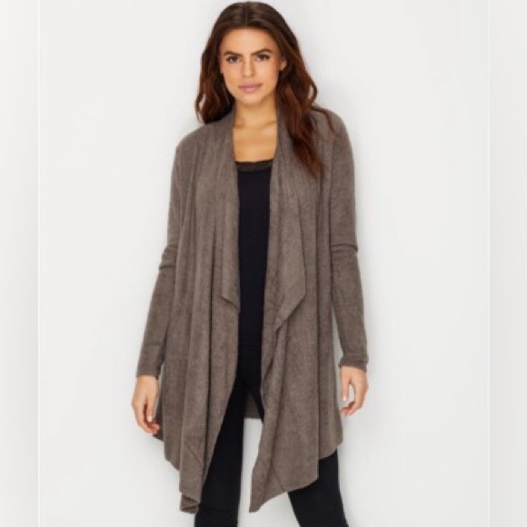 Barefoot Dreams Sweaters - Barefoot Dreams Cozychic Lite Calypso Wrap Bamboo Brown S/M Style 436